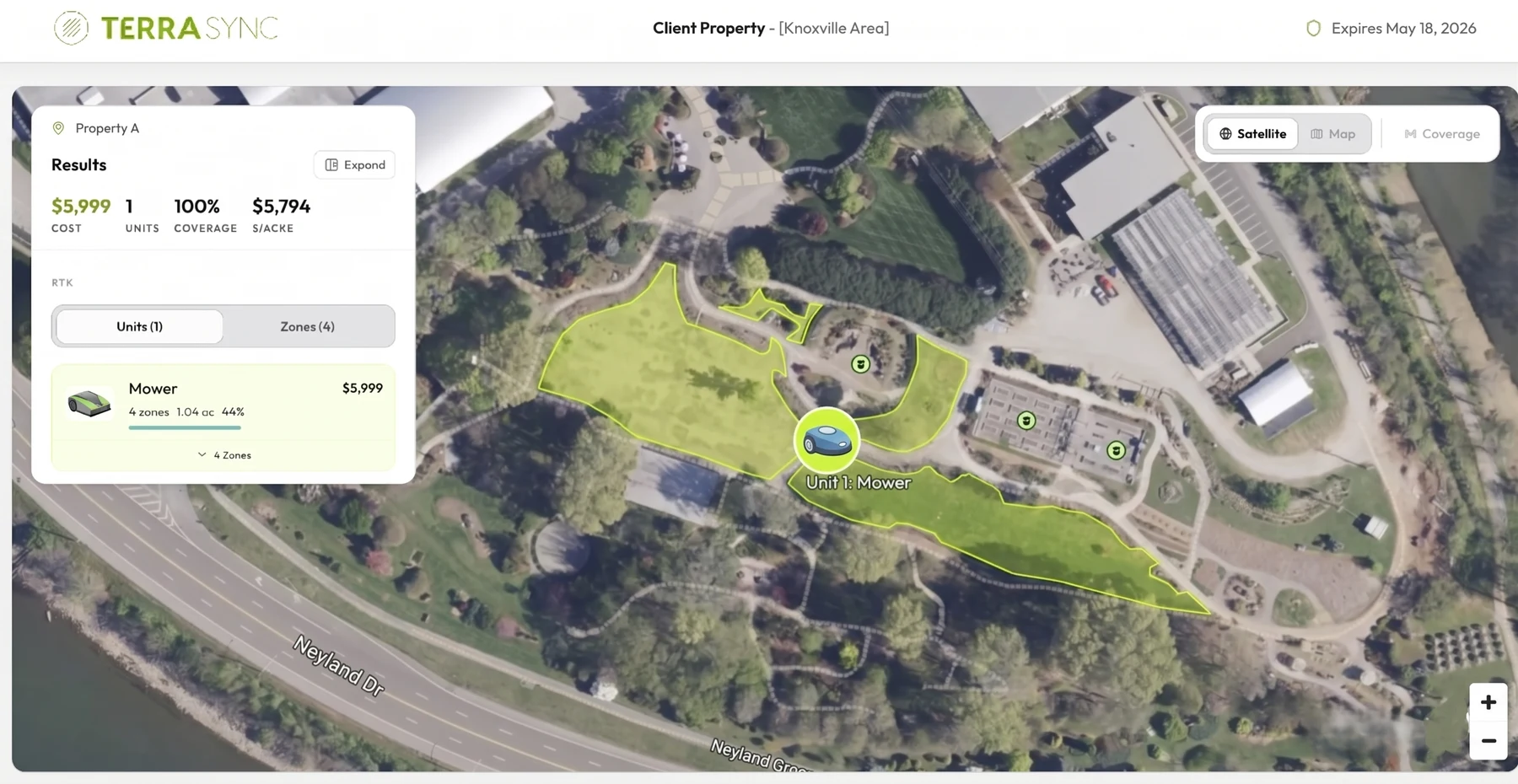 Velocity workspace planning an autonomous mowing property
